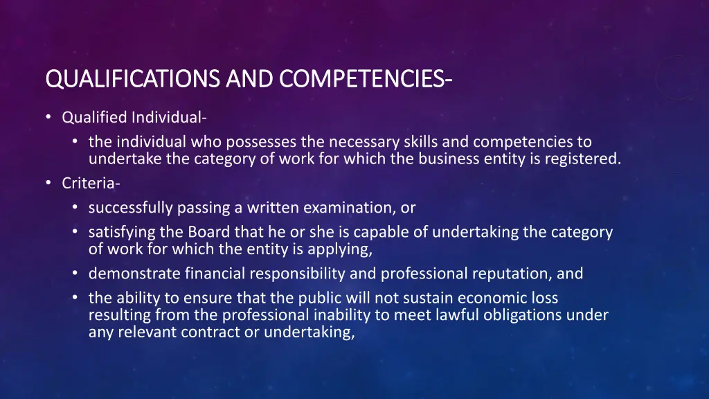 qualifications and competencies qualifications