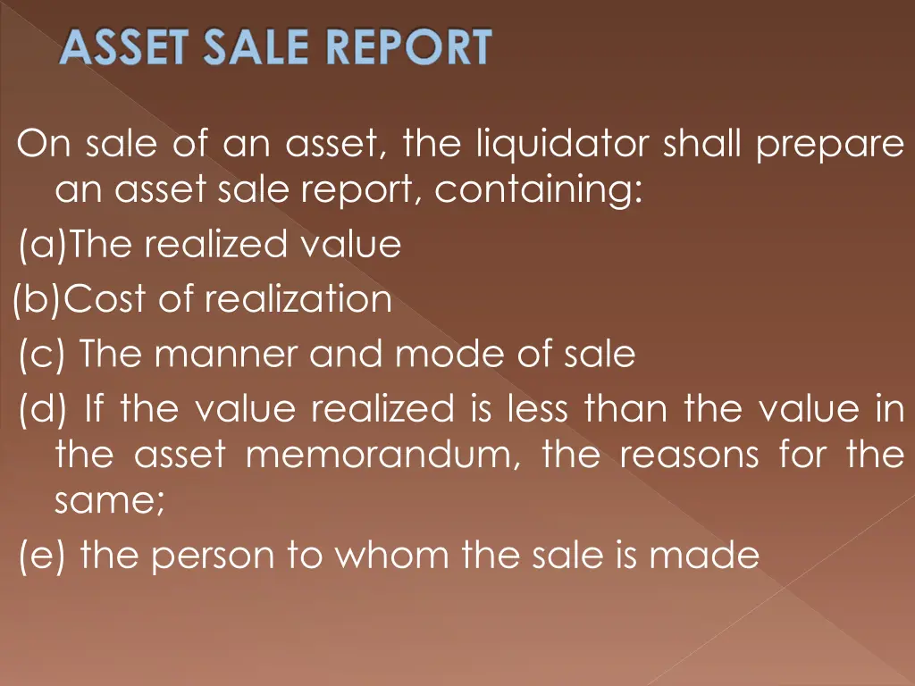 asset sale report