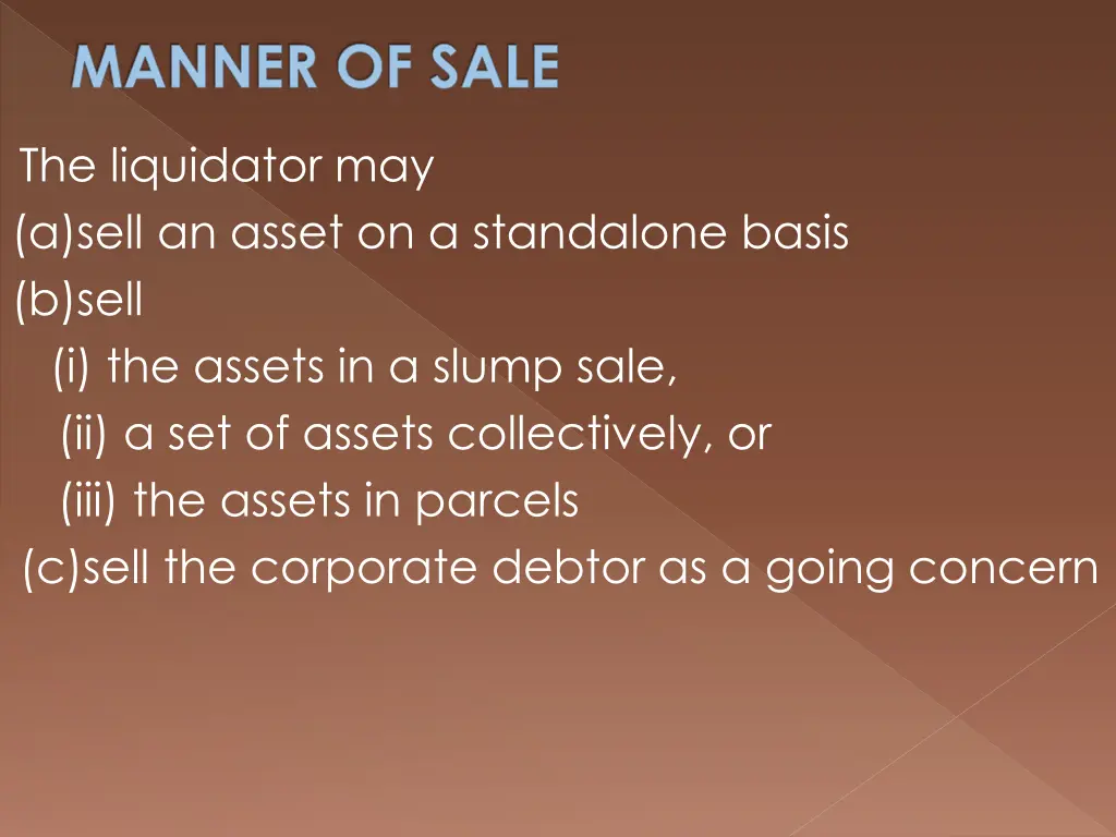 manner of sale