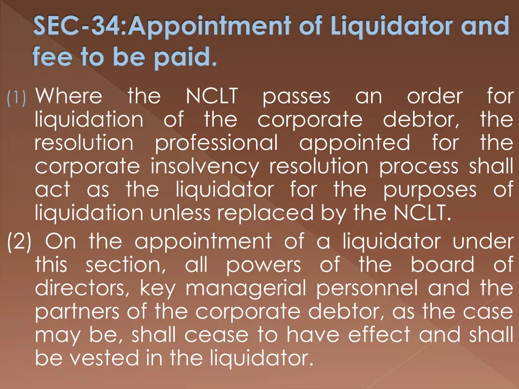 sec 34 appointment of liquidator