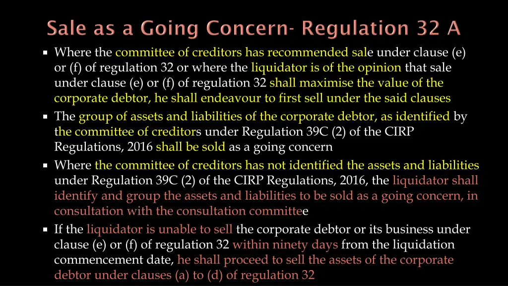 where the committee of creditors has recommended