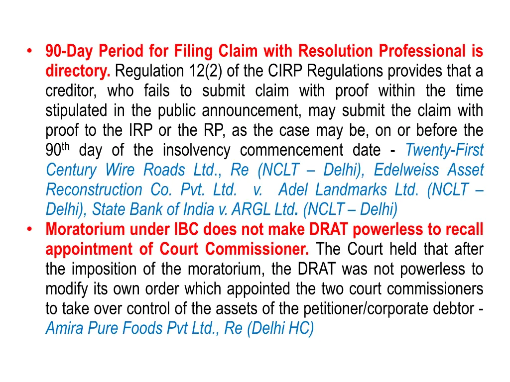 90 day period for filing claim with resolution