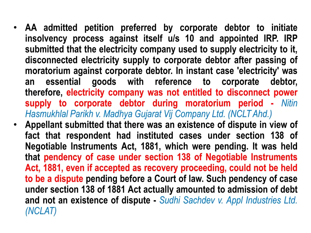 aa admitted petition preferred by corporate