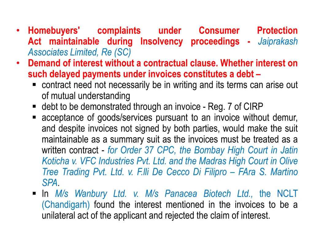 homebuyers act maintainable during insolvency