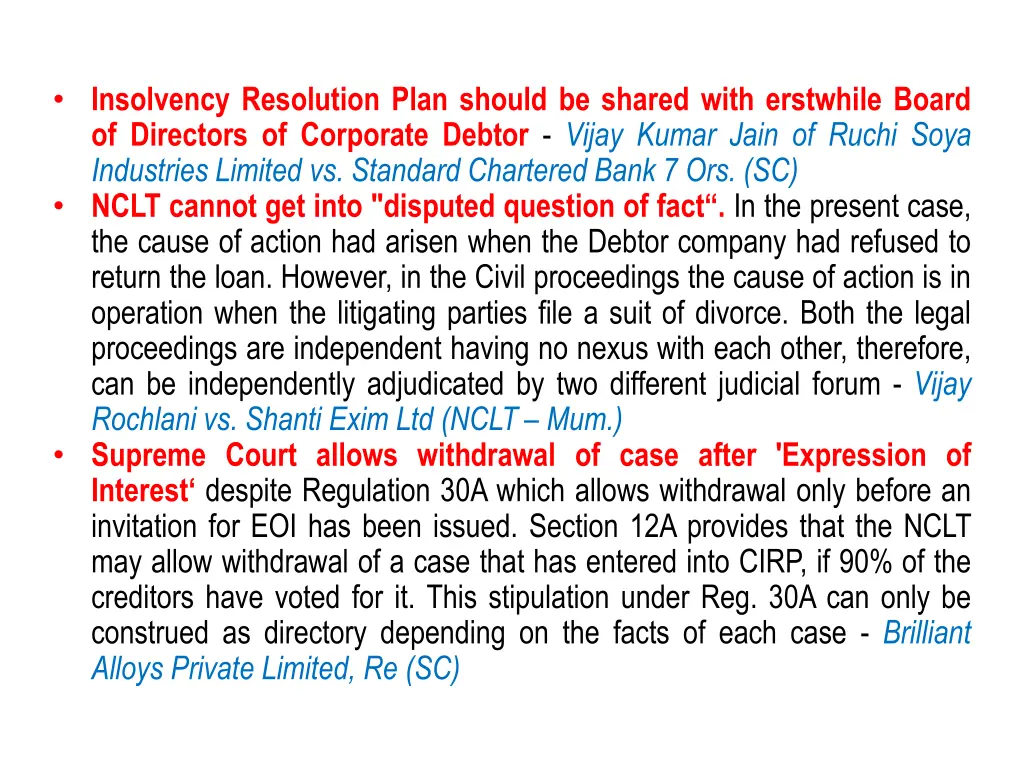 insolvency resolution plan should be shared with