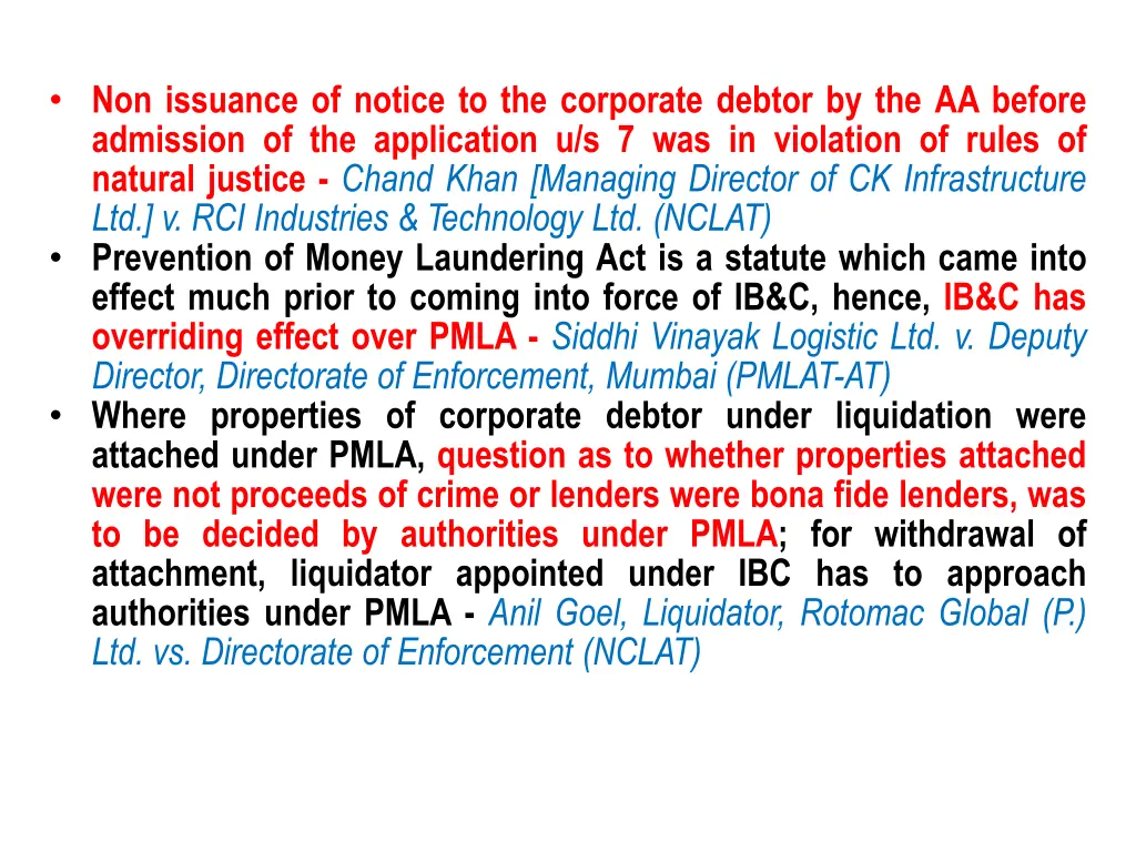 non issuance of notice to the corporate debtor