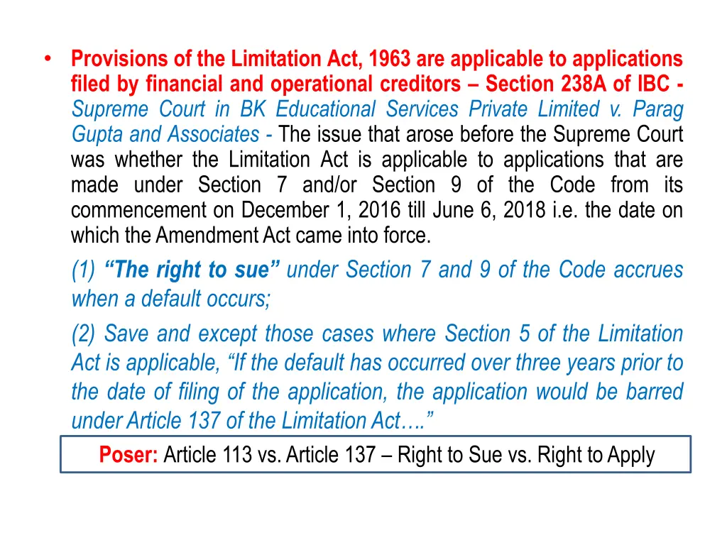 provisions of the limitation act 1963