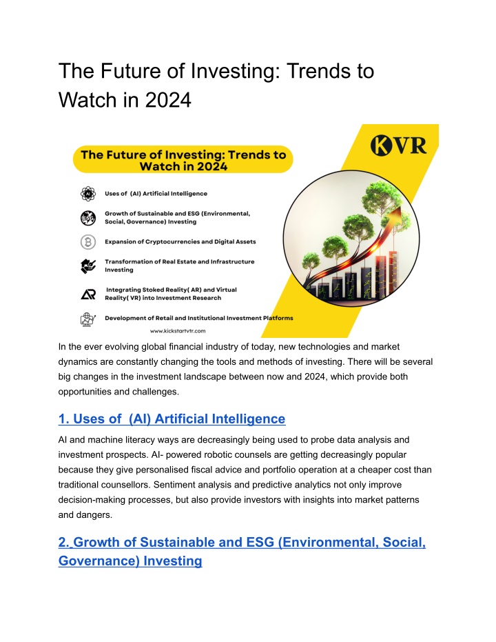 the future of investing trends to watch in 2024
