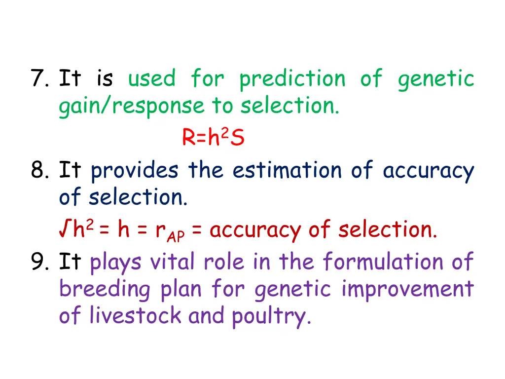 7 it is used for prediction of genetic gain