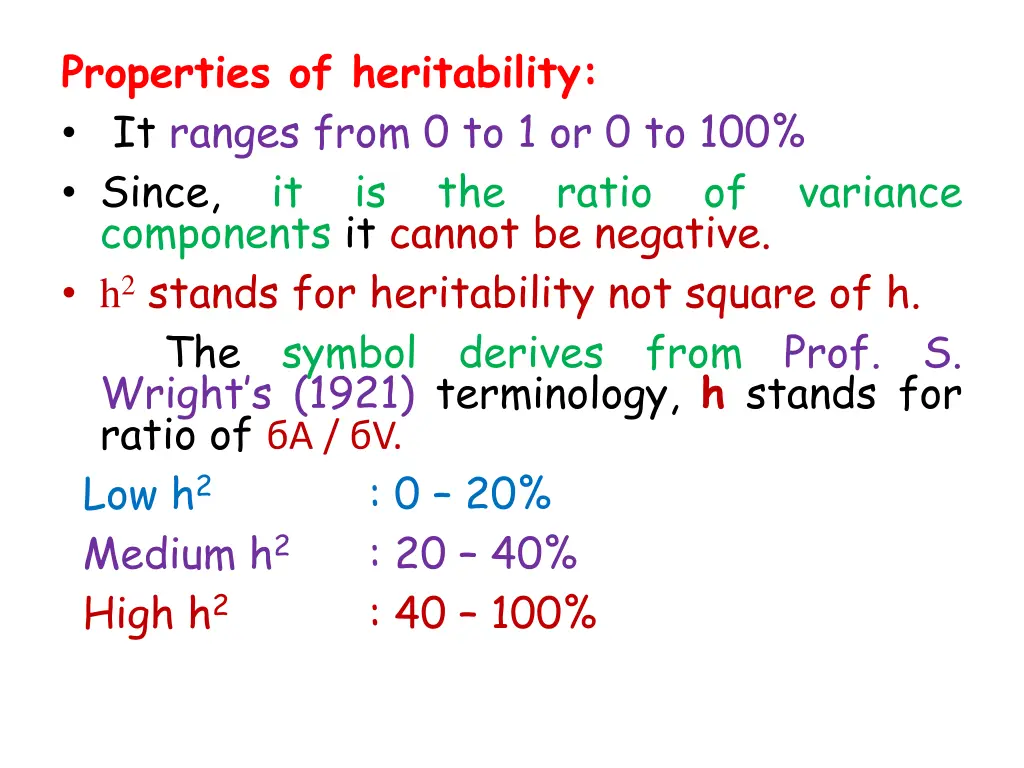 properties of heritability it ranges from