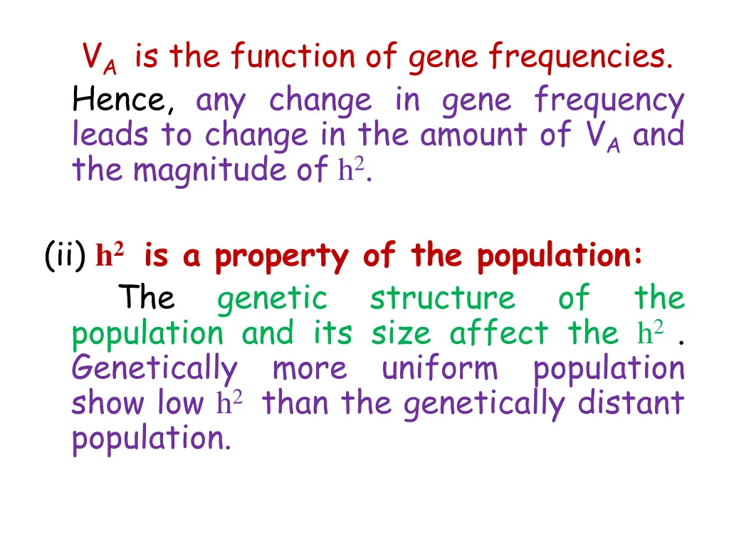 v a is the function of gene frequencies hence