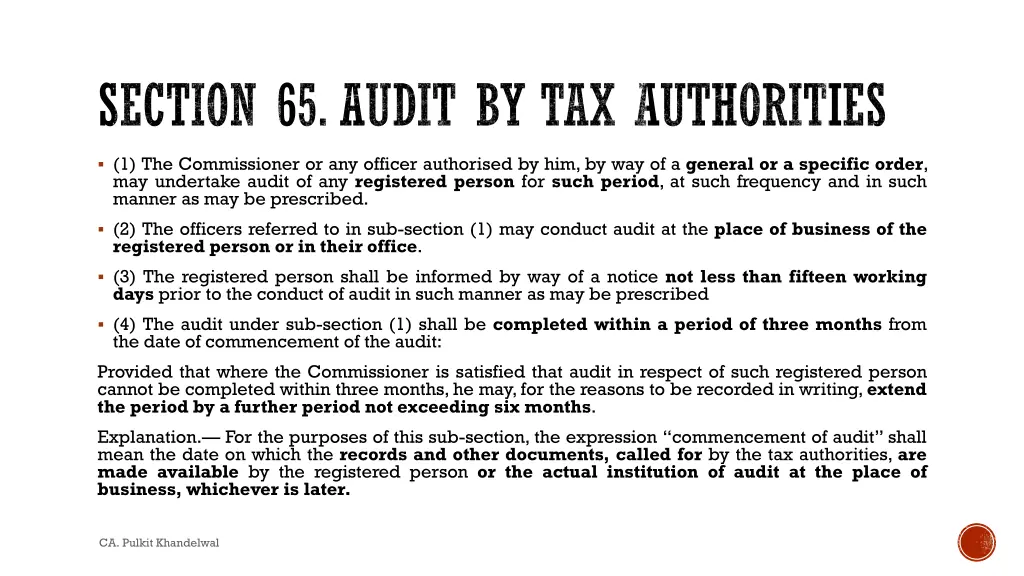 section 65 audit by tax authorities