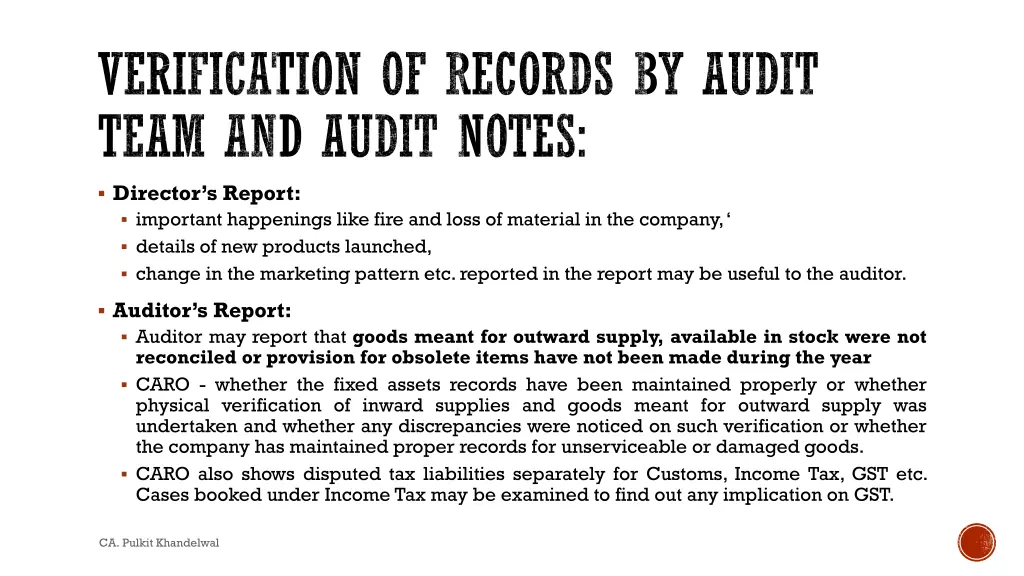 verification of records by audit team and audit 3