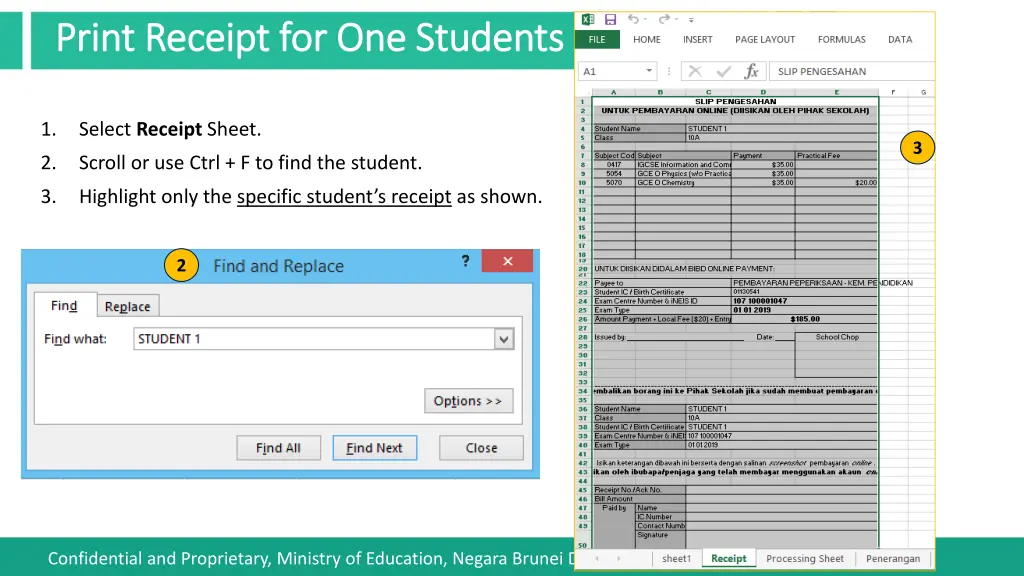 print receipt for one students print receipt