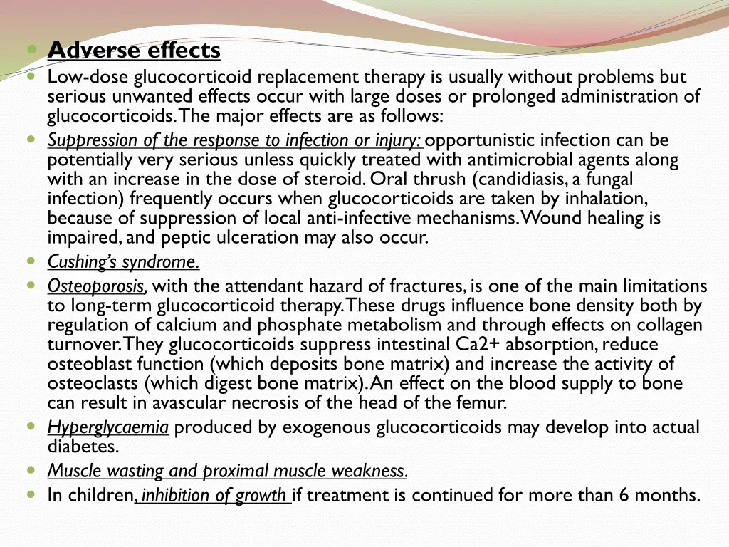 adverse effects low dose glucocorticoid