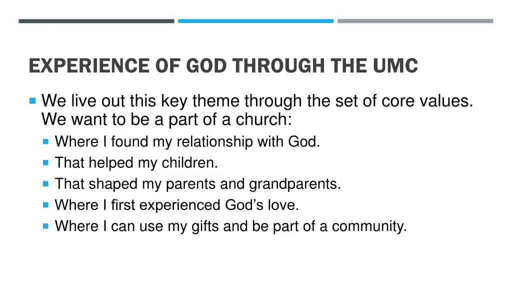 experience of god through the umc 1