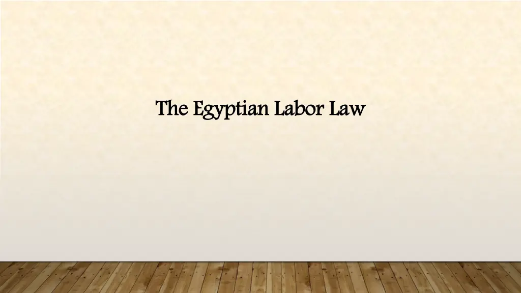 the egyptian labor law