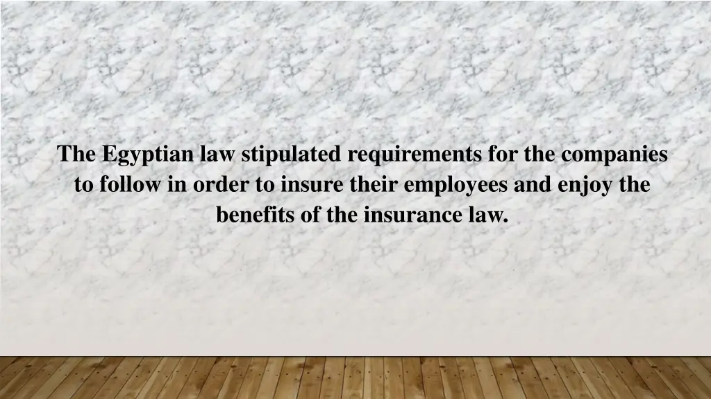 the egyptian law stipulated requirements