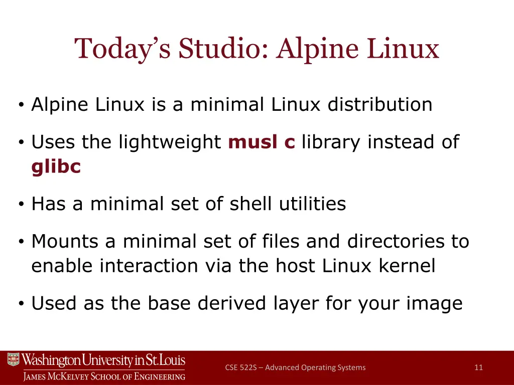 today s studio alpine linux