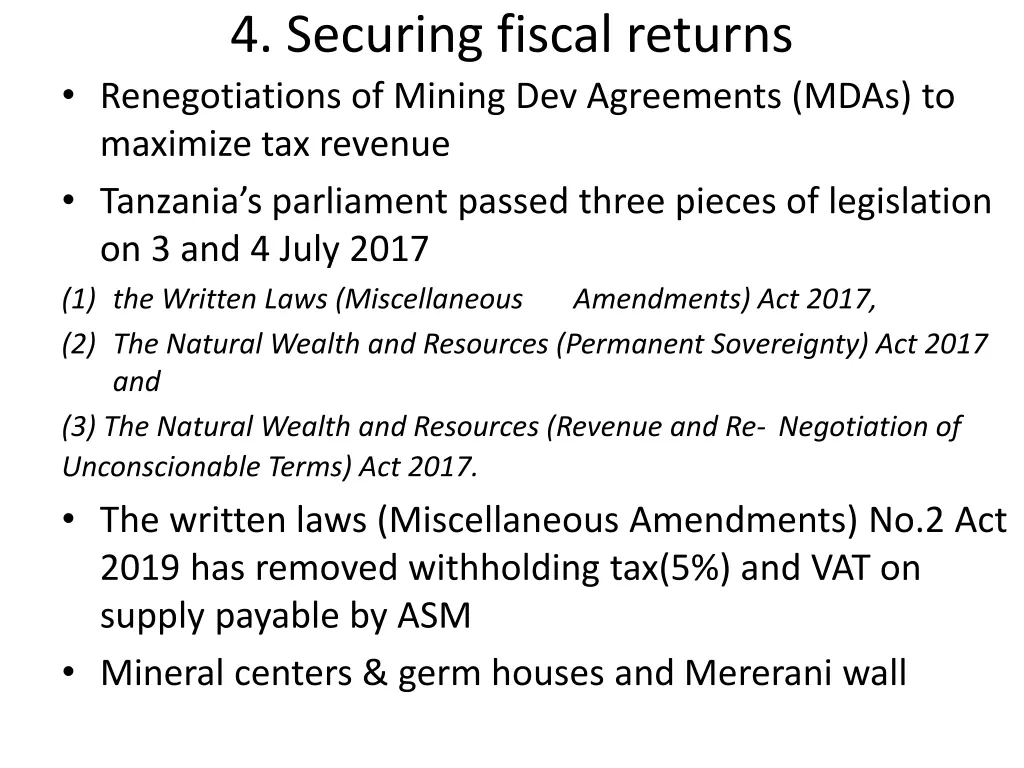 4 securing fiscal returns renegotiations