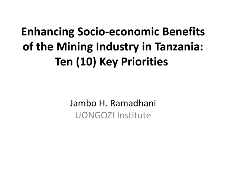 enhancing socio economic benefits of the mining