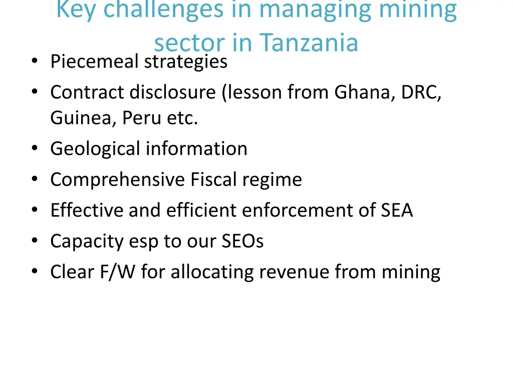 key challenges in managing mining sector