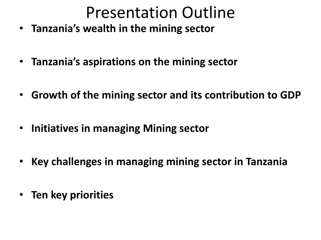 presentation outline tanzania s wealth