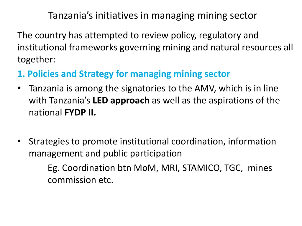 tanzania s initiatives in managing mining sector