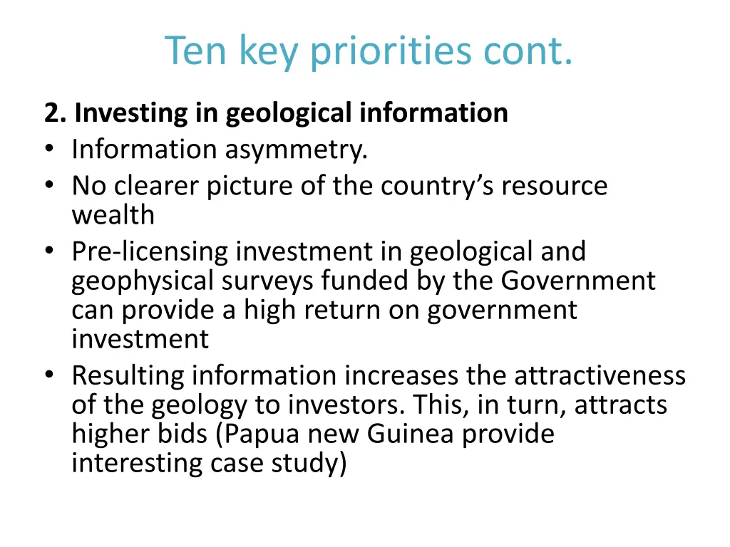 ten key priorities cont