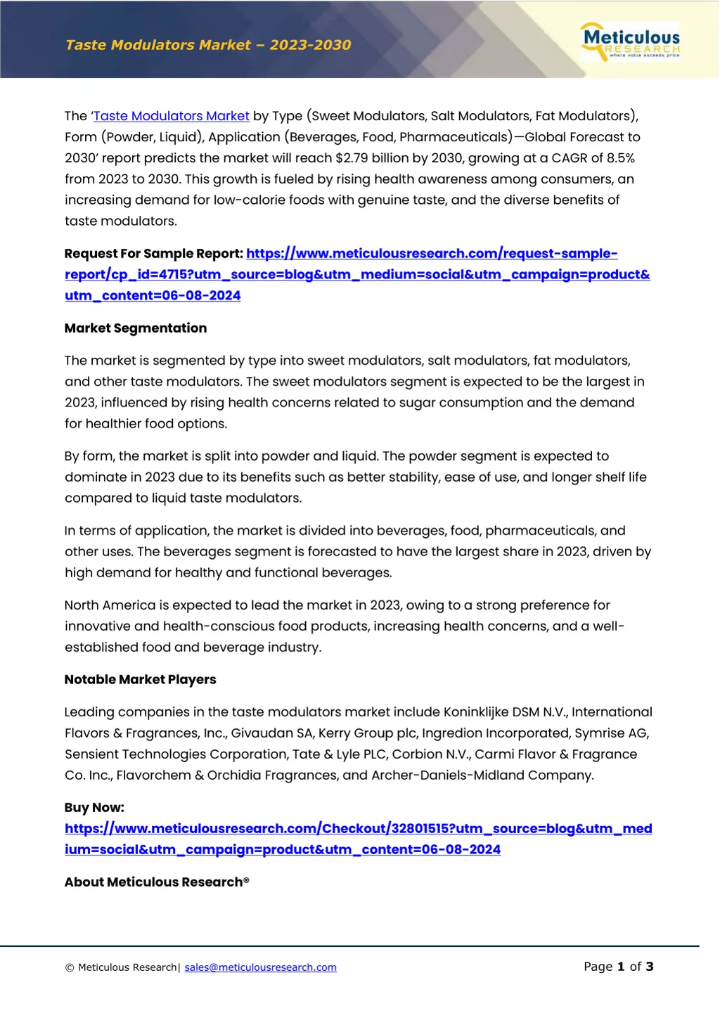 taste modulators market 20 2 3 20 3 0