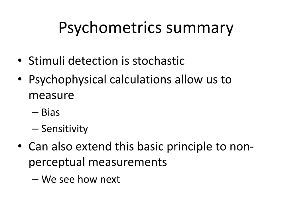 psychometrics summary