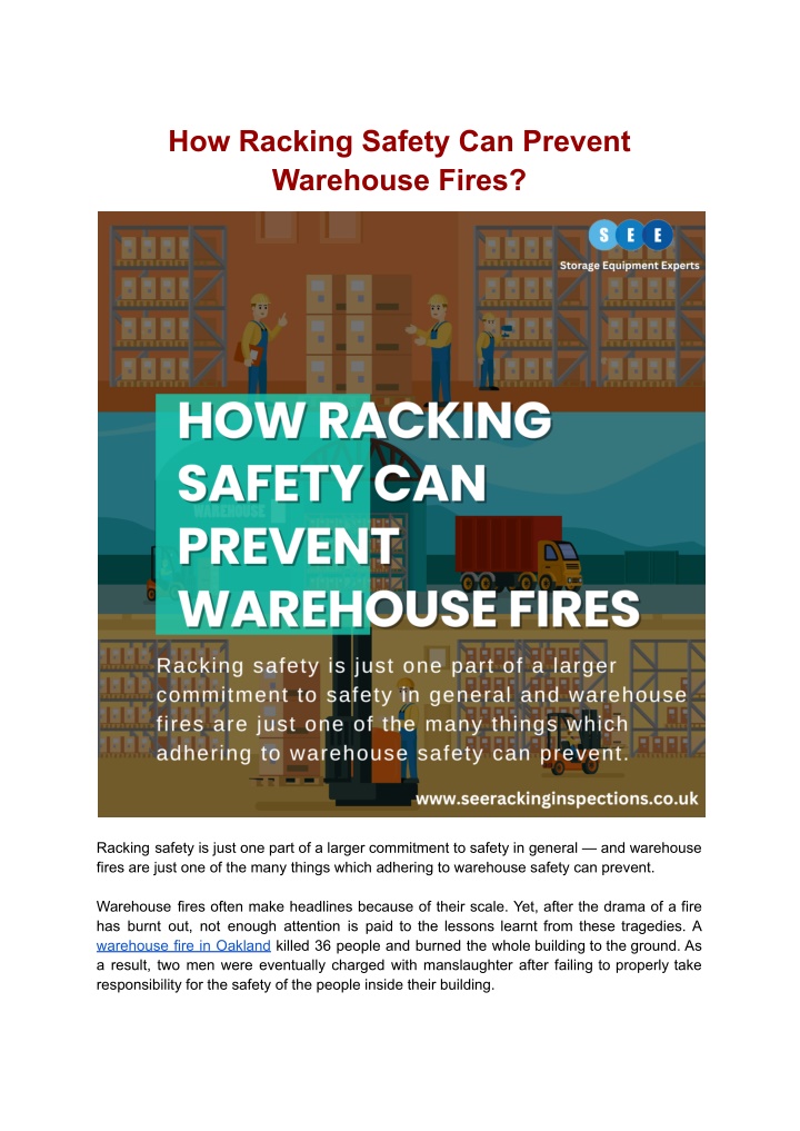 how racking safety can prevent warehouse fires