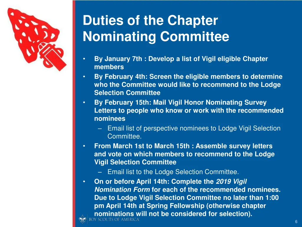 duties of the chapter nominating committee