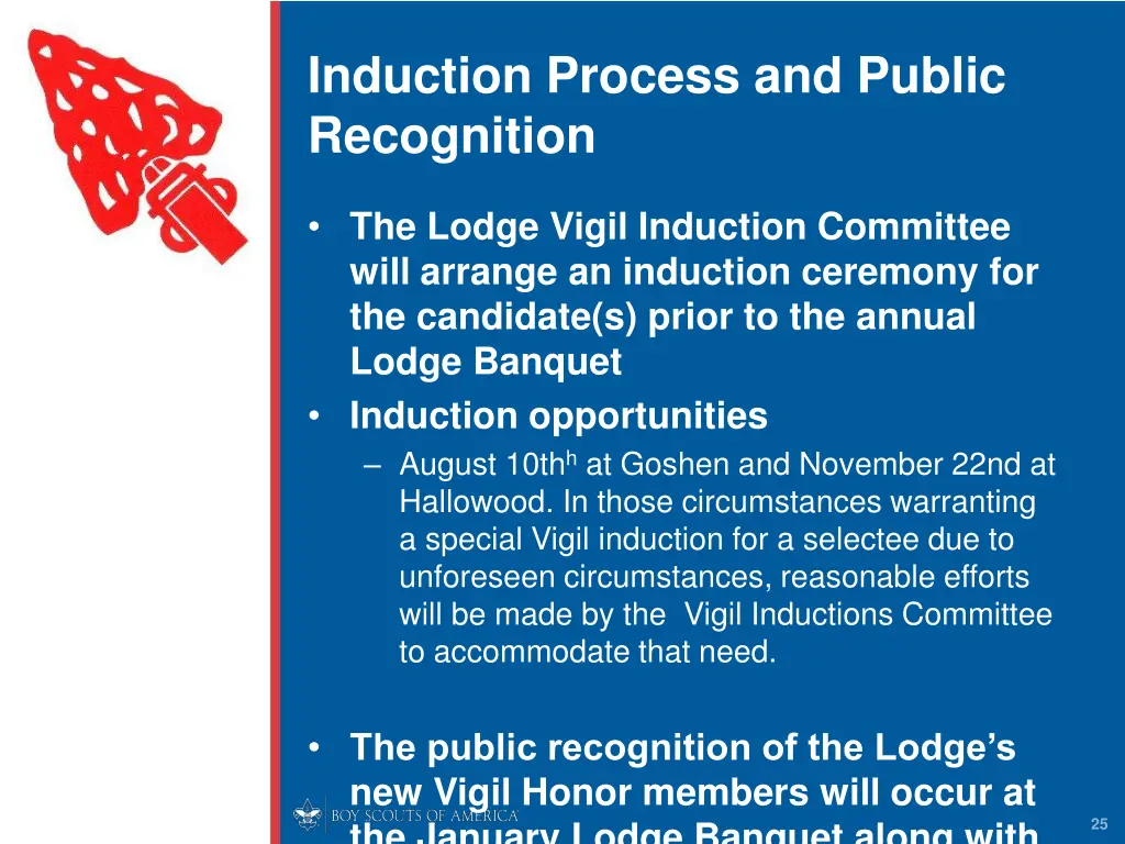 induction process and public recognition