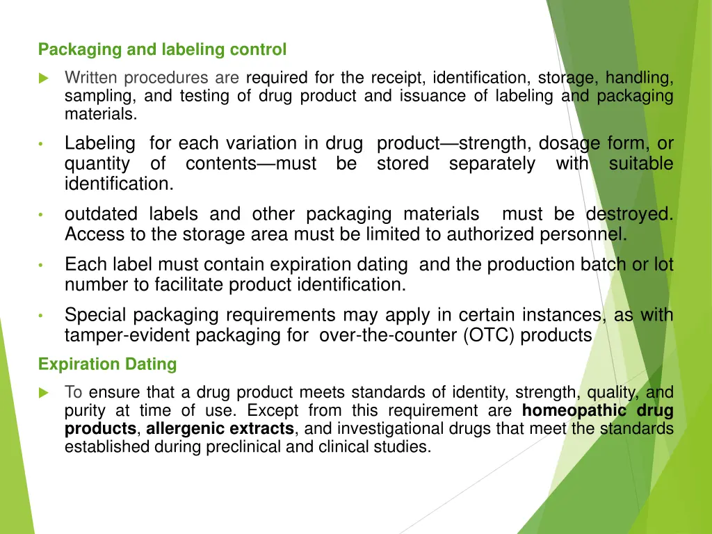 packaging and labeling control