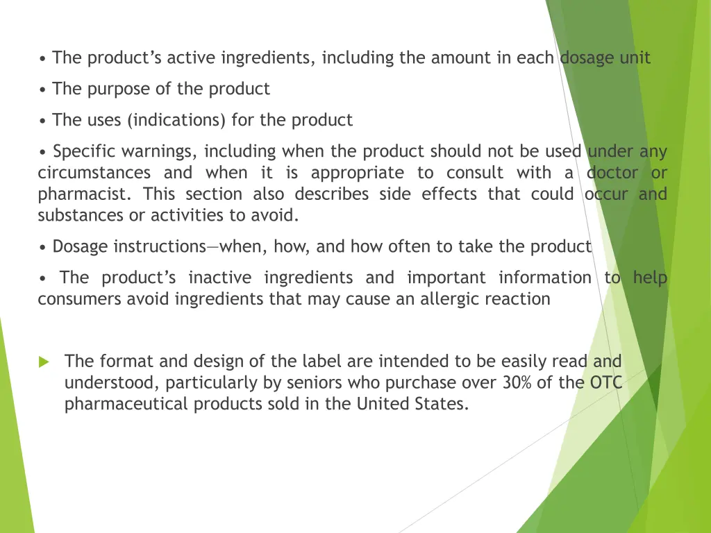 the product s active ingredients including