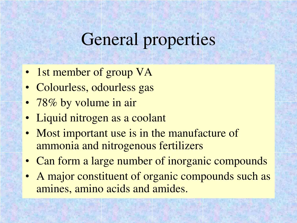 general properties