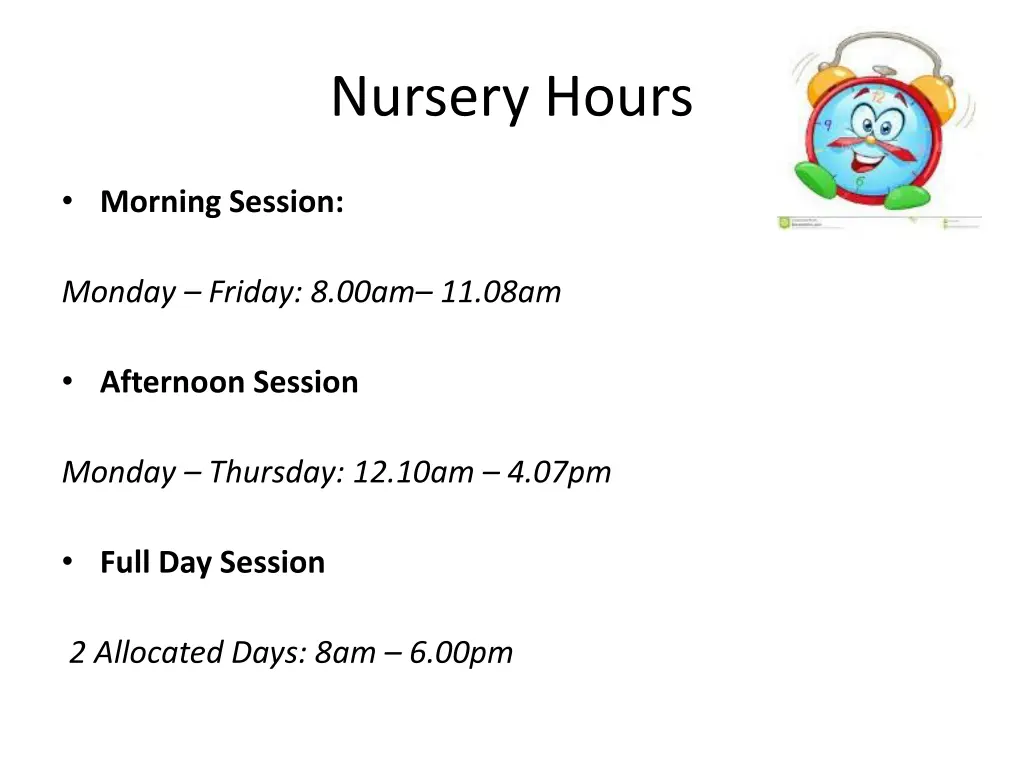 nursery hours