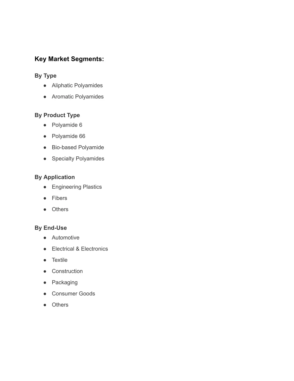 key market segments