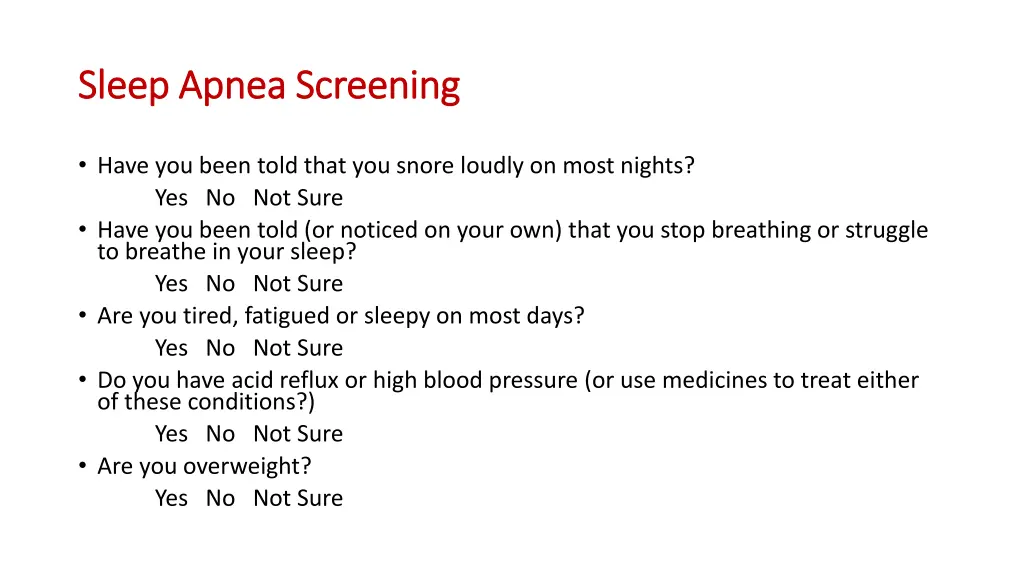 sleep apnea screening sleep apnea screening