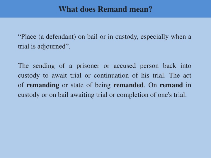 what does remand mean