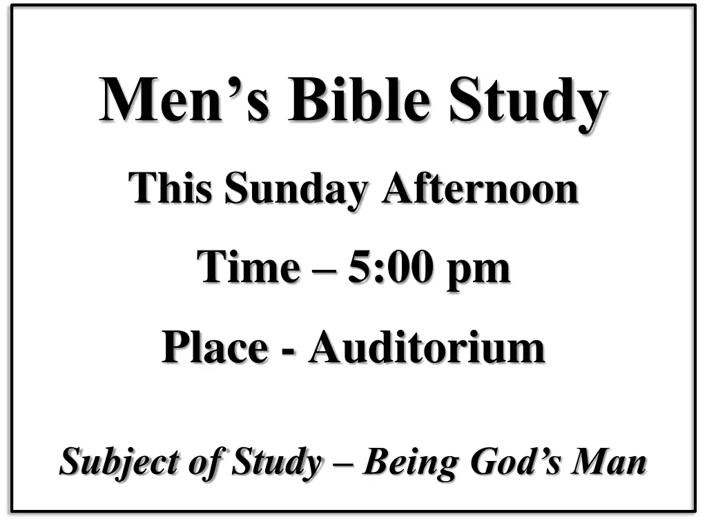 men s bible study this sunday afternoon time