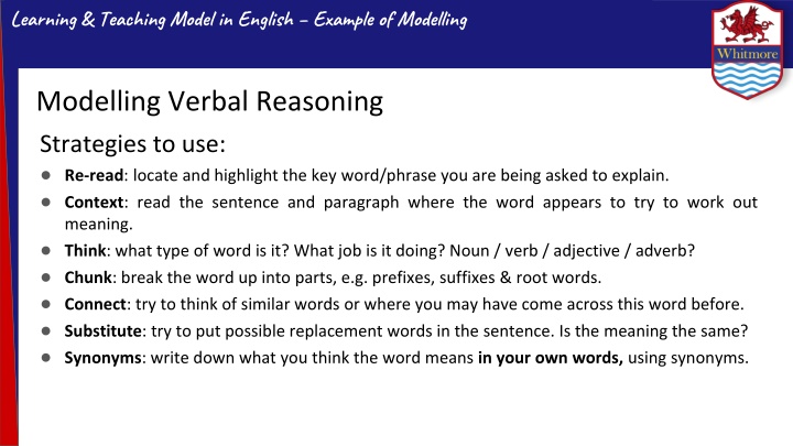 learning teaching model in english example