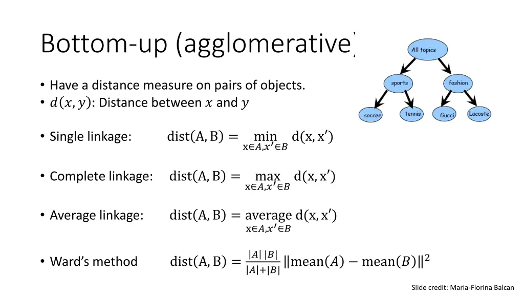 bottom up agglomerative