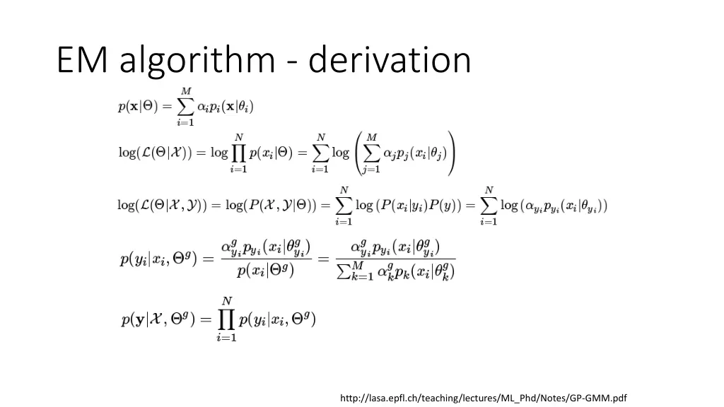 em algorithm derivation