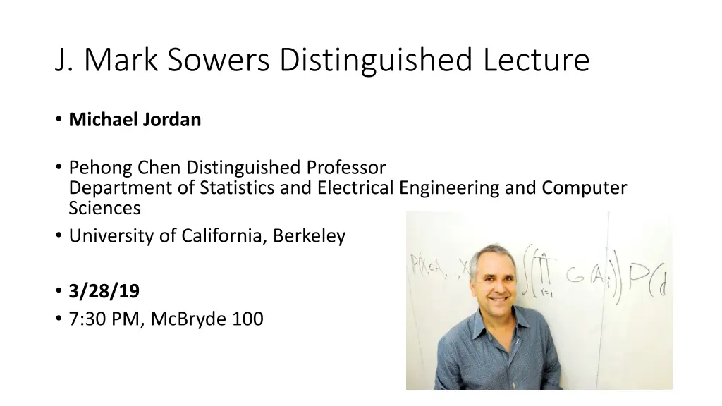 j mark sowers distinguished lecture