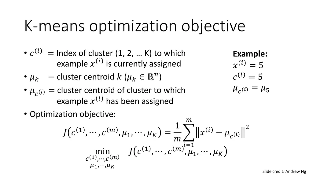 k means optimization objective