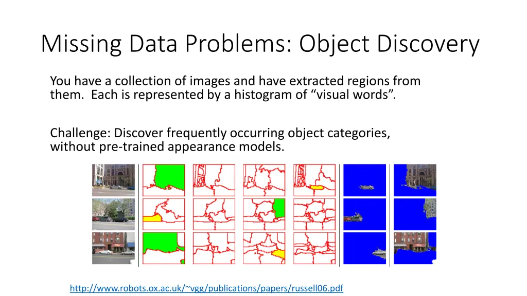 missing data problems object discovery