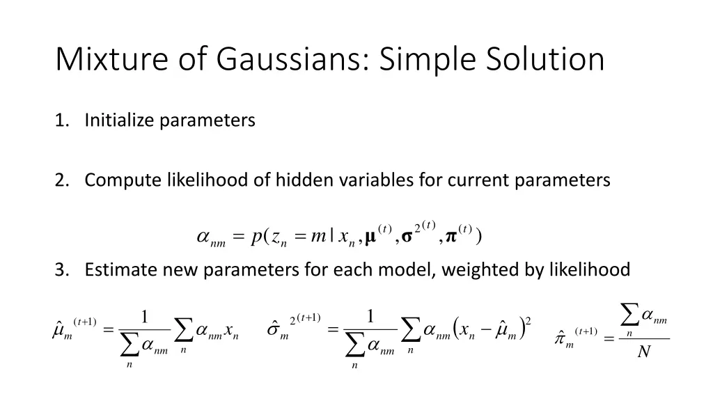 mixture of gaussians simple solution