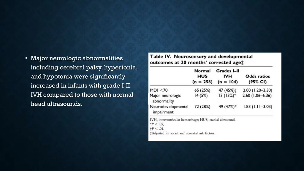 major neurologic abnormalities including cerebral